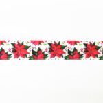 Стрічка з друком атласна новорічна 8147356/20 червоні квіти - Зображення 2