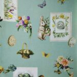 Святкова тканина преміум класу 91-278, зелена бірюза, великодній принт - Зображення 2