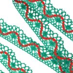 Мереживо 82129 053, зелене/червоне, 25 мм