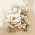 Заготовка для наволочки з гобелену "Білі квіти", 45*45см, Іспанія