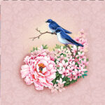 Заготовка для наволочки з гобелену "Рожева квітка з ластівками", 45*45см, Іспанія